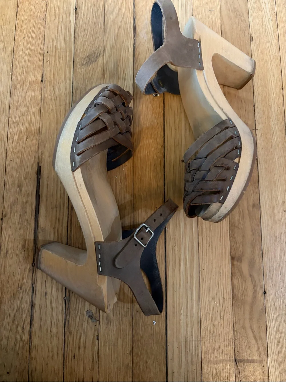 Swedish Hasbeens Braided Sky High size 38 Sandals